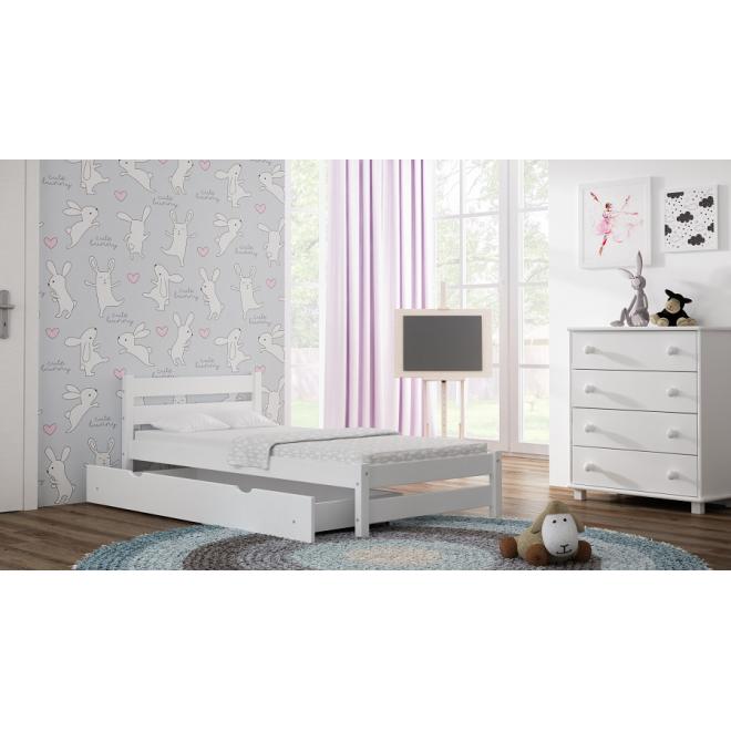 Levně Dřevěná jednolůžková postel pro děti - 160x80 cm, MW58 KARO Olše S funkcí spaní (bez matrace) Dodatečná odnímatelná bariéra