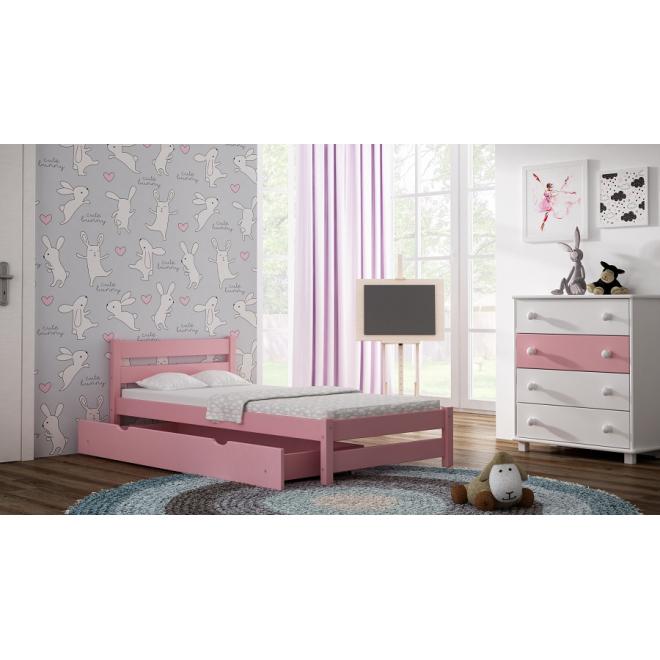 Levně Dětská dřevěná postel - 180x90 cm, MW60 KARO Borovice S funkcí spaní (bez matrace) Dodatečná odnímatelná bariéra