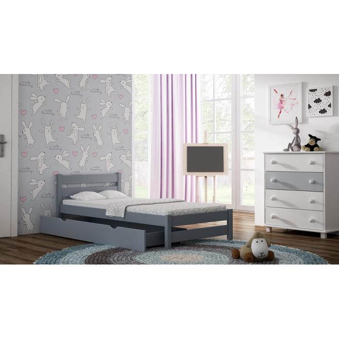 Levně Jednolůžková dětská postel - 190x90 cm, MW62 KARO Růžová S funkcí spaní (bez matrace) Dodatečná odnímatelná bariéra