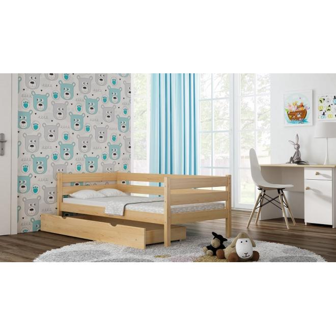 Levně Jednolůžková dětská postel - 180x80 cm, MW65 KARO-Z Růžová Dva malé na kolečkách Bez bariéry