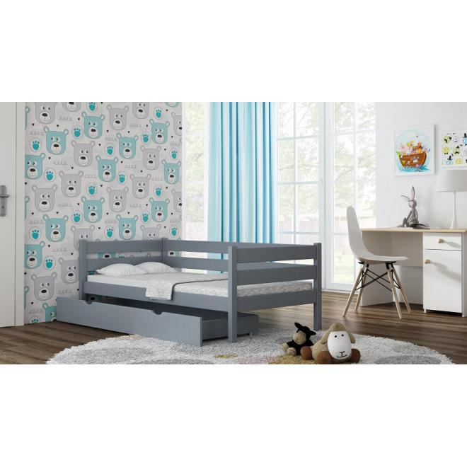 Levně Jednolůžková dětská postel - 190x90 cm, MW68 KARO-Z Vanilka Bez šuplíku Bez bariéry