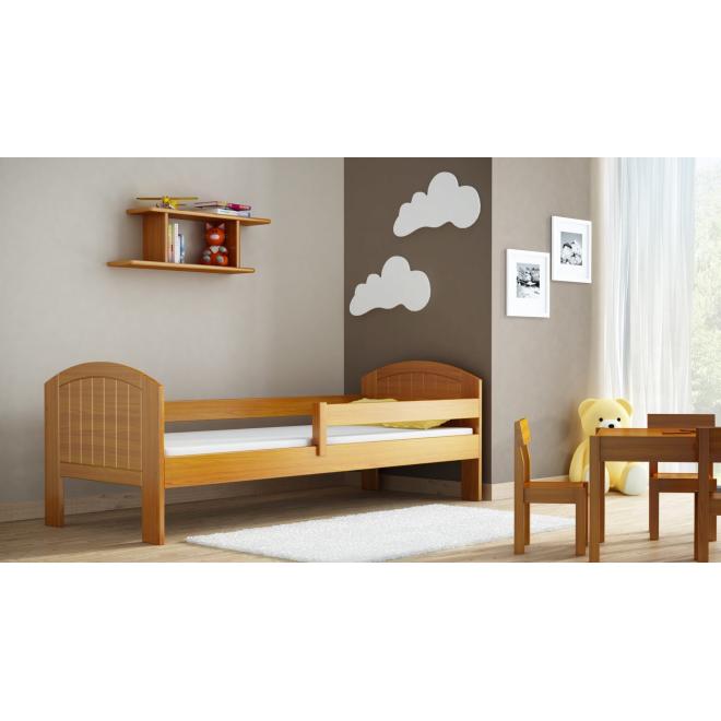 Levně Dřevěná jednolůžková postel pro děti - 160x80 cm, MW70 MIKO Modrá Dva malé na kolečkách Výměna krátké bariéry za odnímatelnou