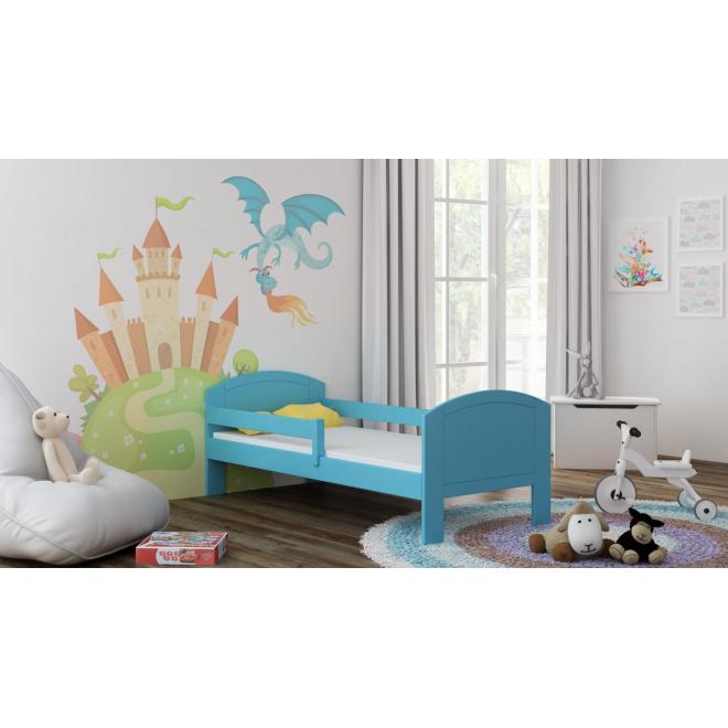 Jednolůžková dětská postel - 190x90 cm, MW74 MIKO Modrá Dva malé na kolečkách Výměna krátké bariéry za odnímatelnou