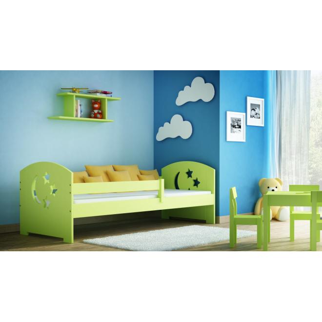 Levně Dřevěná jednolůžková postel pro děti - 190x80 cm, MW79 MOLI Borovice Jeden na kolečkách Standardní bariéry