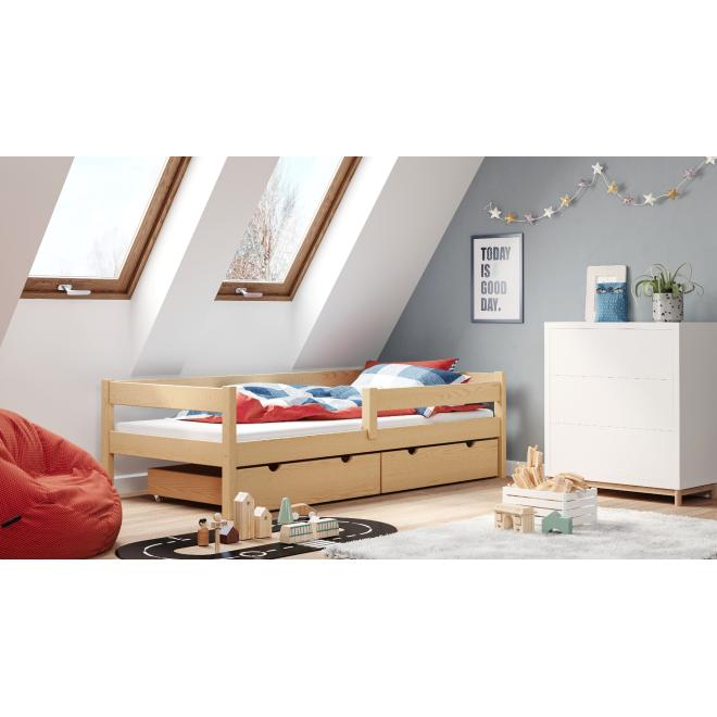 Levně Dřevěná jednolůžková postel pro děti - 160x80 cm, MW82 PAWCIO Růžová Bez šuplíku Výměna krátké bariéry za odnímatelnou