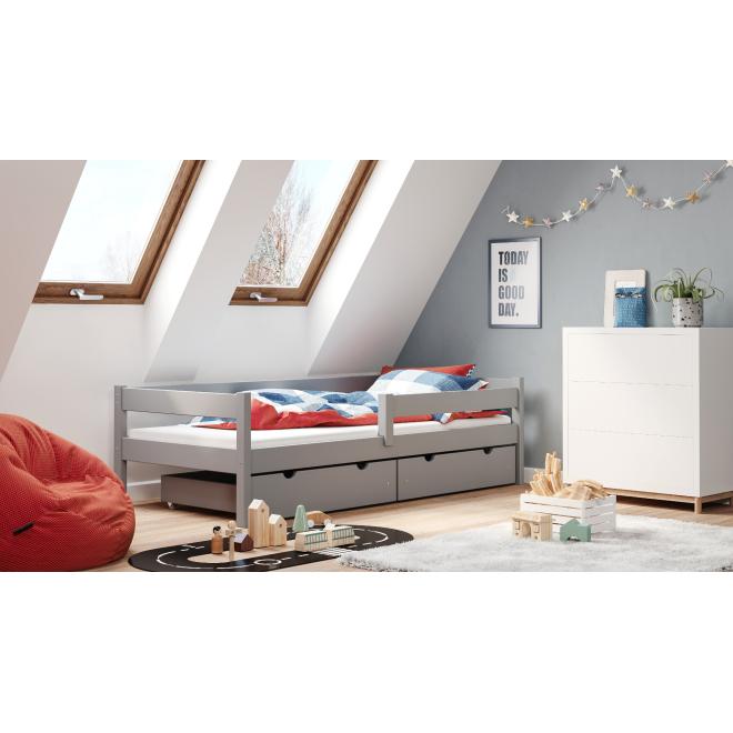 Levně Jednolůžková dětská postel - 190x90 cm, MW86 PAWCIO Růžová S funkcí spaní (bez matrace) Výměna krátké bariéry za odnímatelnou