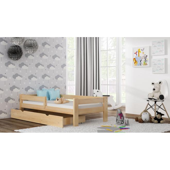 Levně Dřevěná jednolůžková postel pro děti - 160x80 cm, MW88 PAWEŁEK Borovice S funkcí spaní (bez matrace) Standardní bariéry