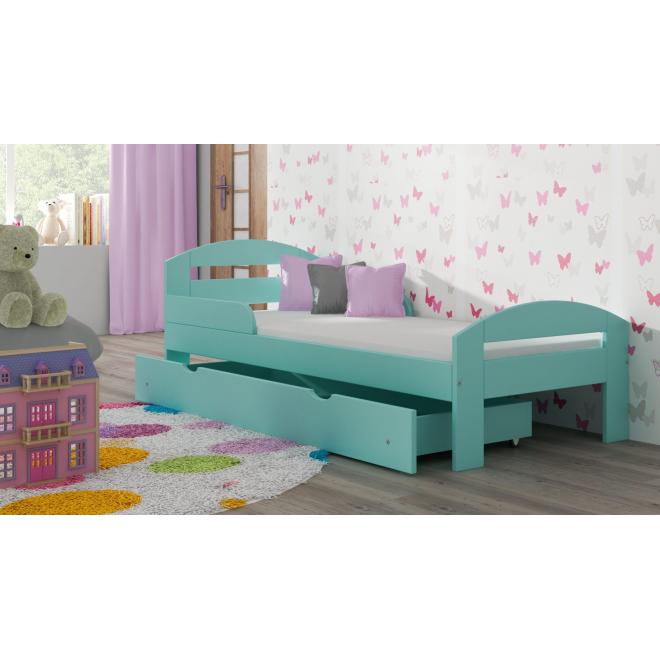 Levně Dřevěná jednolůžková postel pro děti - 190x80 cm, MW103 TIMI Olše Jeden na kolečkách Dodatečná odnímatelná bariéra