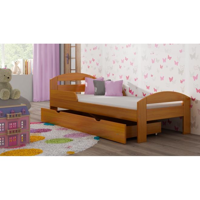 Jednolůžková dětská postel - 190x90 cm, MW104 TIMI Růžová Jeden na kolečkách Dodatečná odnímatelná bariéra