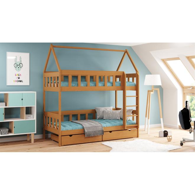 Levně Dětské patrové postele - 190x80 cm, MW153 CHWAT Zelená Jeden na kolečkách Dodatečná odnímatelná bariéra na spodní postel