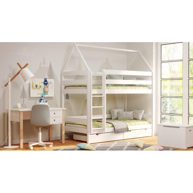 Levně Dětská patrová postel - 180x80 cm, MW157 PIĘTROWY Zelená Jeden na kolečkách Dodatečná odnímatelná bariéra na spodní postel