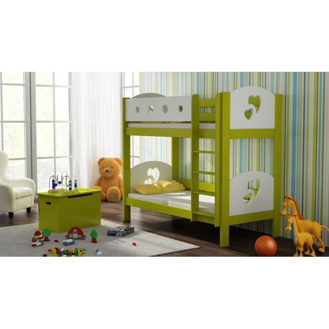 Patrová dětská postel - 160x80 cm, MW168 FINEZJA (SERCA) Zelená S funkcí spaní (bez matrace) Dodatečná odnímatelná bariéra
