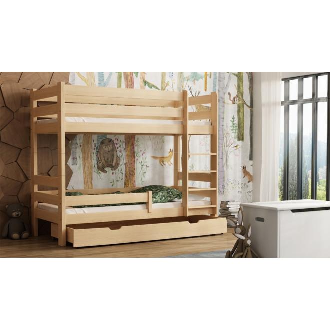 Levně Patrová dětská postel - 160x80 cm, MW174 GAGATEK Borovice S funkcí spaní (bez matrace) Výměna krátké bariéry za odnímatelnou