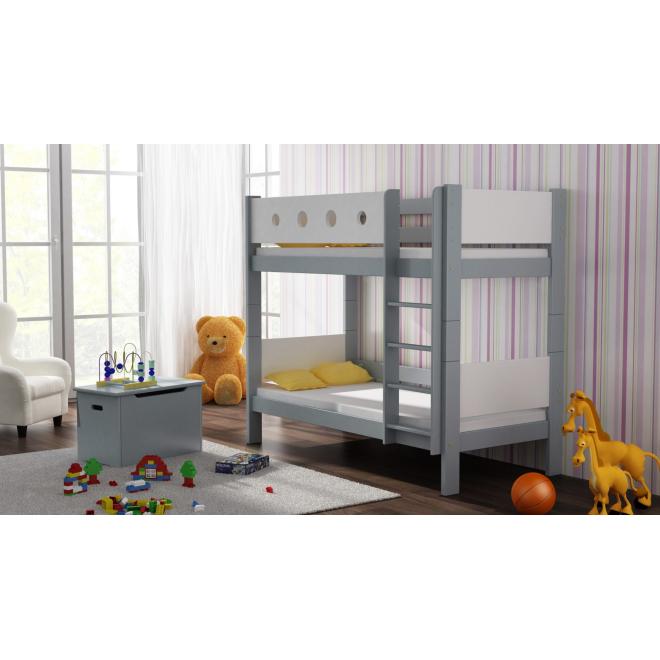 Dětská patrová postel - 160x80 cm, MW195 URWISEK-P Olše Jeden na kolečkách Dodatečná přišroubovaná bariéra na spodní postel