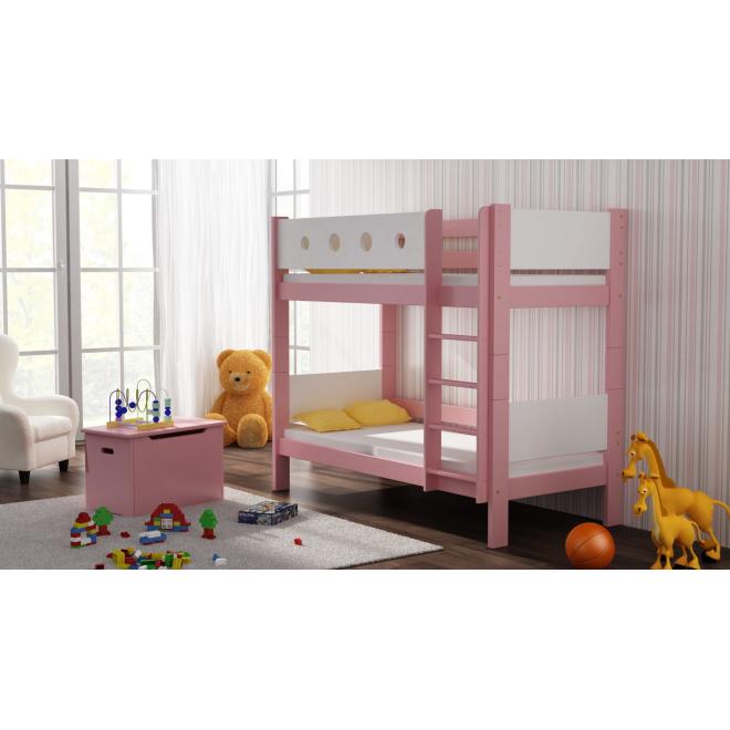 Levně Patrová dětská postel - 180x80 cm, MW196 URWISEK-P Vanilka S funkcí spaní (bez matrace) Dodatečná přišroubovaná bariéra na spodní postel
