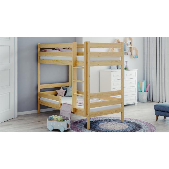 Levně Dětská patrová postel - 160x80 cm, MW201 WRÓBEL-P1 Zelená S funkcí spaní (bez matrace) Výměna krátké bariéry za odnímatelnou