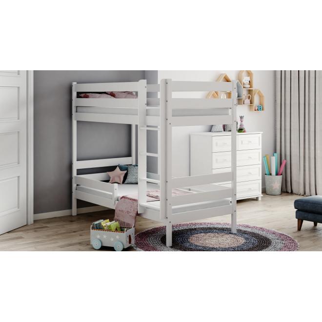 Levně Patrová dětská postel - 200x90 cm, MW206 WRÓBEL-P1 Modrá S funkcí spaní (bez matrace) Standardní bariéry