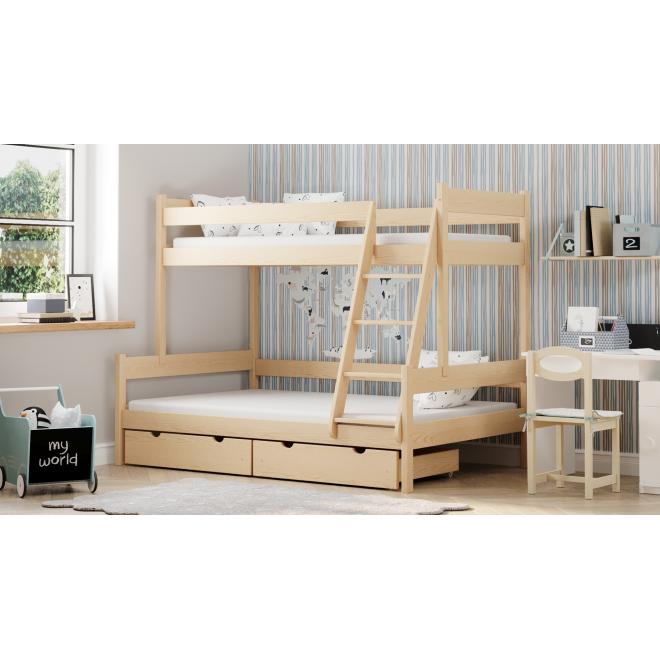 Levně Dětská patrová postel - 90/120x190 cm, MW220 FAMILIJNE Bílá Dva malé na kolečkách Bez bariéry