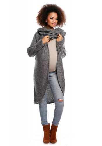 Čierny tehotenský a dojčiaci asymetrický sveter s voľným rolákom