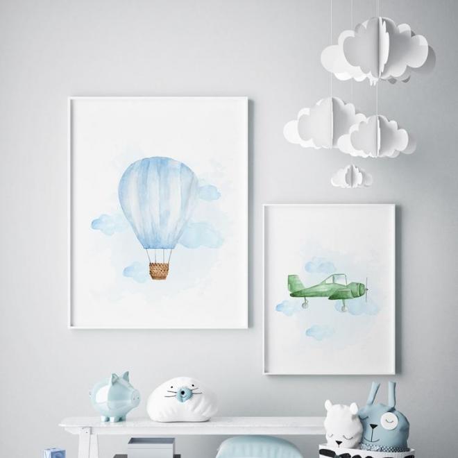 Plakát do dětského pokoje s motivem létajícího balónu