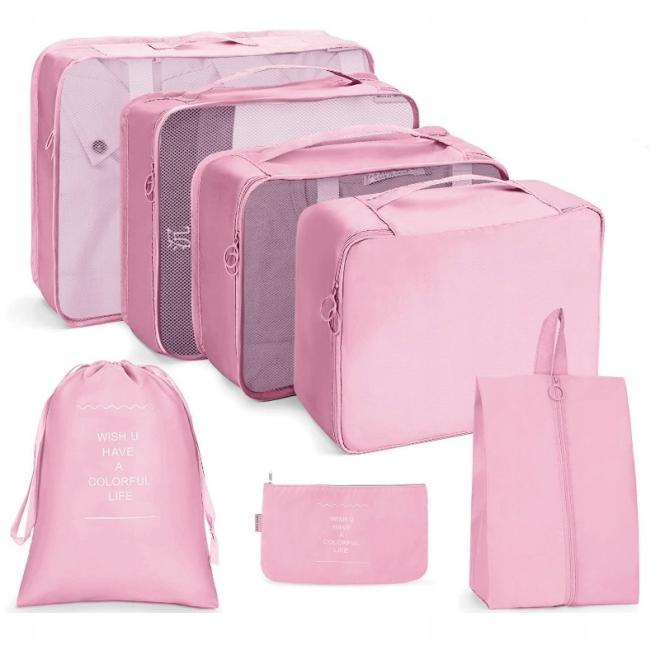 Levně Cestovní sada růžových kosmetických tašek - 7 ks, KS41WZ5