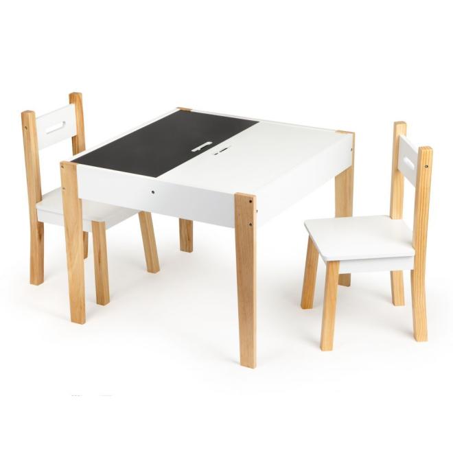 Levně Dřevěný stůl s úložným prostorem a 2 židlemi, Multi__OT143