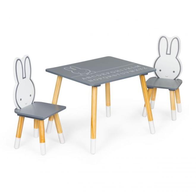 Levně Šedý dřevěný set stolu a 2 židlí, Multi__WH141