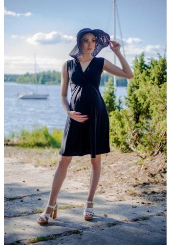 Černé elegantní těhotenské a kojící šaty bez rukávů