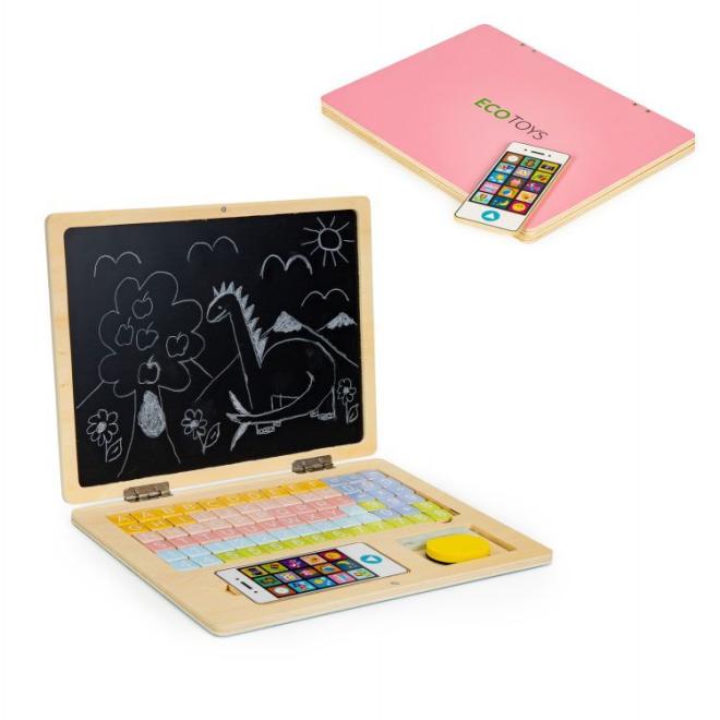 Levně Dětský notebook - magnetická vzdělávací tabule, Multi__G068 - PINK SKL1