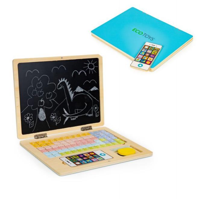 Modrý dětský notebook - magnetická vzdělávací tabule
