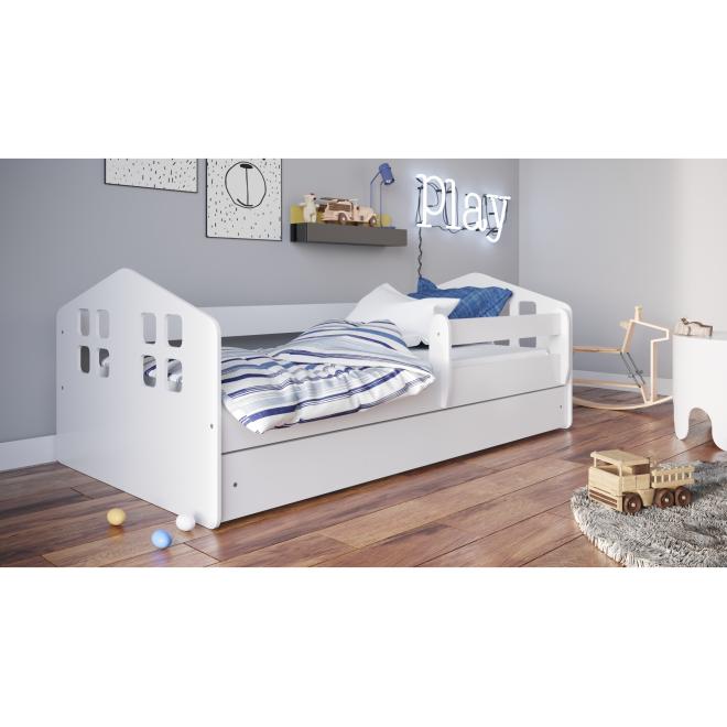 Levně Bílá dětská postel - Kacper 140x80 cm, KK82 Kacper ANO Bílá Bez matrace