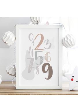 Bílý plakát s čísly a se zaječím motivem