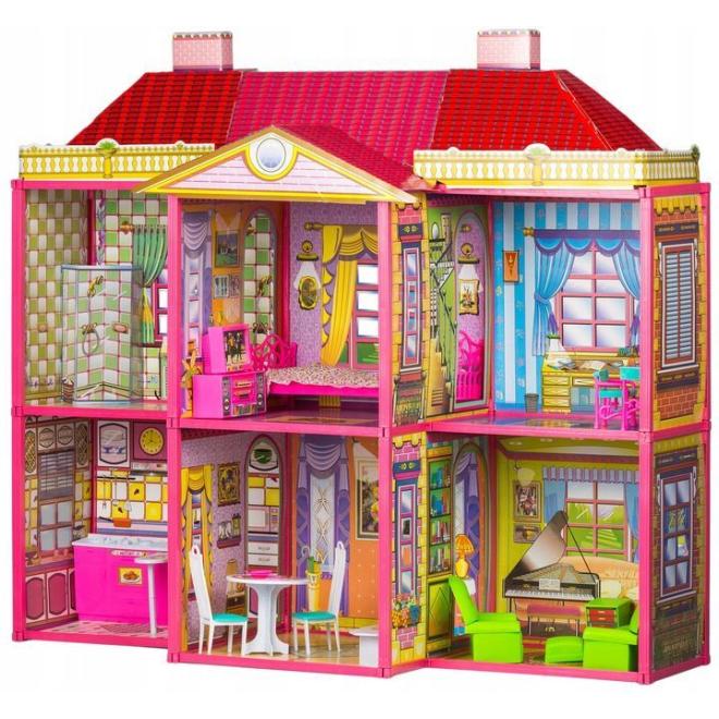 Levně Růžový domeček pro panenky s nábytkem, Multi__HC33423 (6983)