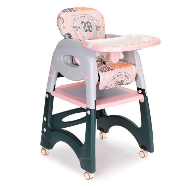 Levně Růžová židle na krmení 2 v 1 pro děti, Multi__HA-033 PINK