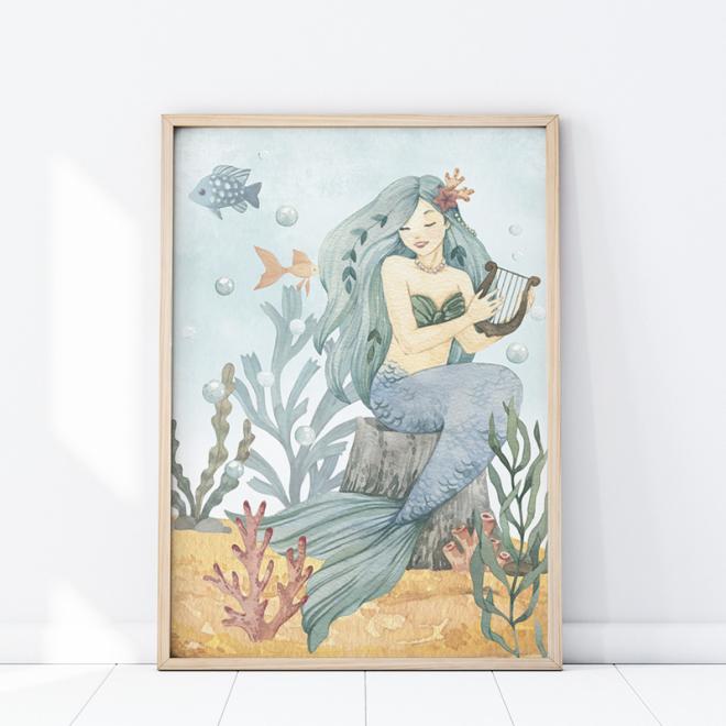 Levně Dekorační plakát s mořskou pannou, P448 40 x 50