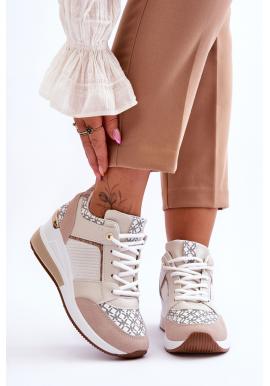 Dámské bílo-béžové sneakersy s potiskem