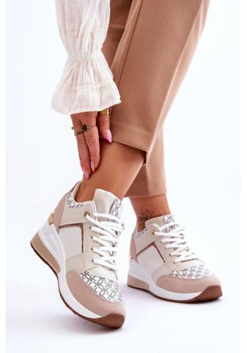 Dámské bílo-béžové sneakersy s potiskem