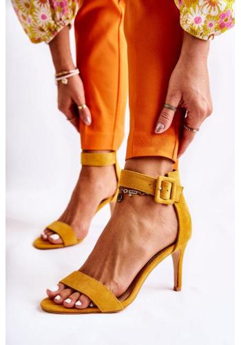 Dámské žluté sandály na podpatku