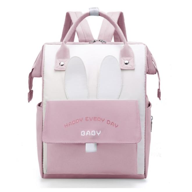 Funkční růžový batoh pro maminky a tatínky