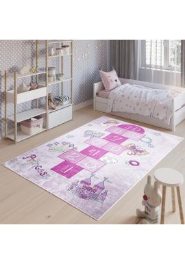 Dětský růžový koberec s číslicemi