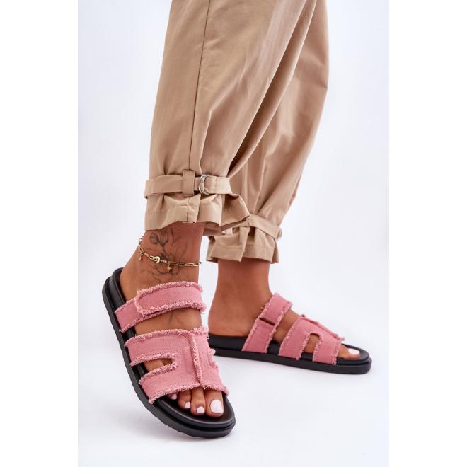 Pantofle se suchým zipem růžové barvy