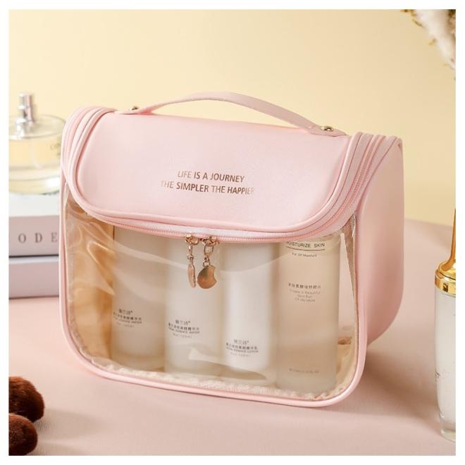 Levně Elegantní kosmetická taška růžové barvy, KS85