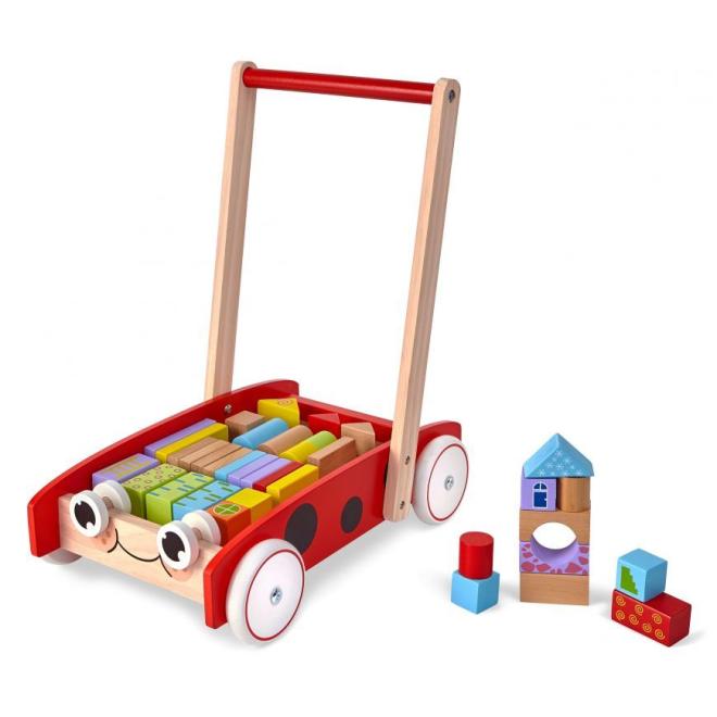 Levně Dřevěný vozík s kostkami pro děti, Multi__2112