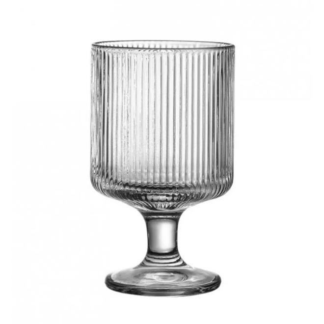 Levně Vroubkovaný skleněný pohár na stopce - 225 ml, SZK44