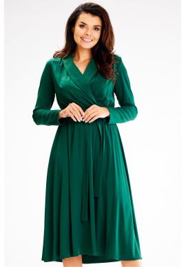 Zelené dámské šaty se šálovým límcem