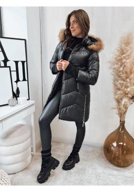 Lesklá černá bunda na zimu