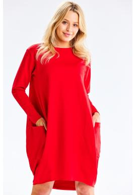 Červené teplákové šaty s kapsami