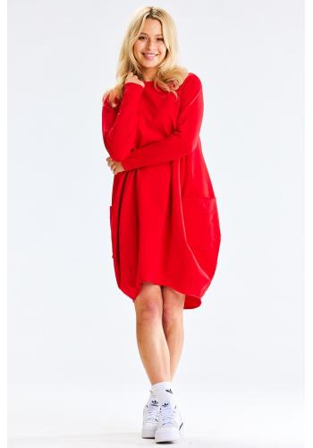 Červené teplákové šaty s kapsami