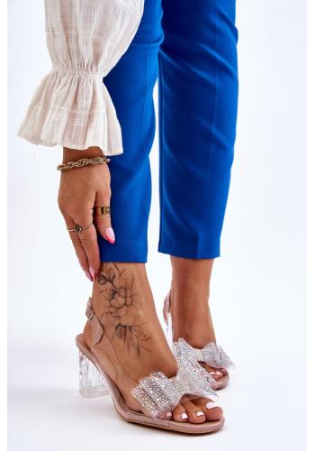 Transparentní dámské sandály na podpatku