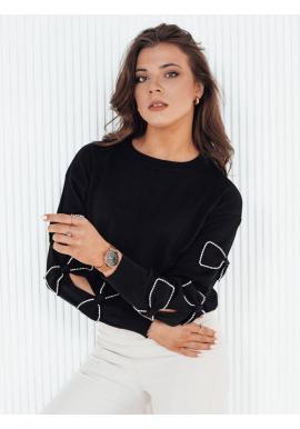 Černý dámský svetr s mašlemi na rukávech